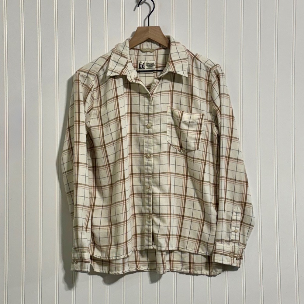 Vintage Marmot Mountain Works Flannel Shirt Mens M Plaid Grand Junction‎ CO Gorp